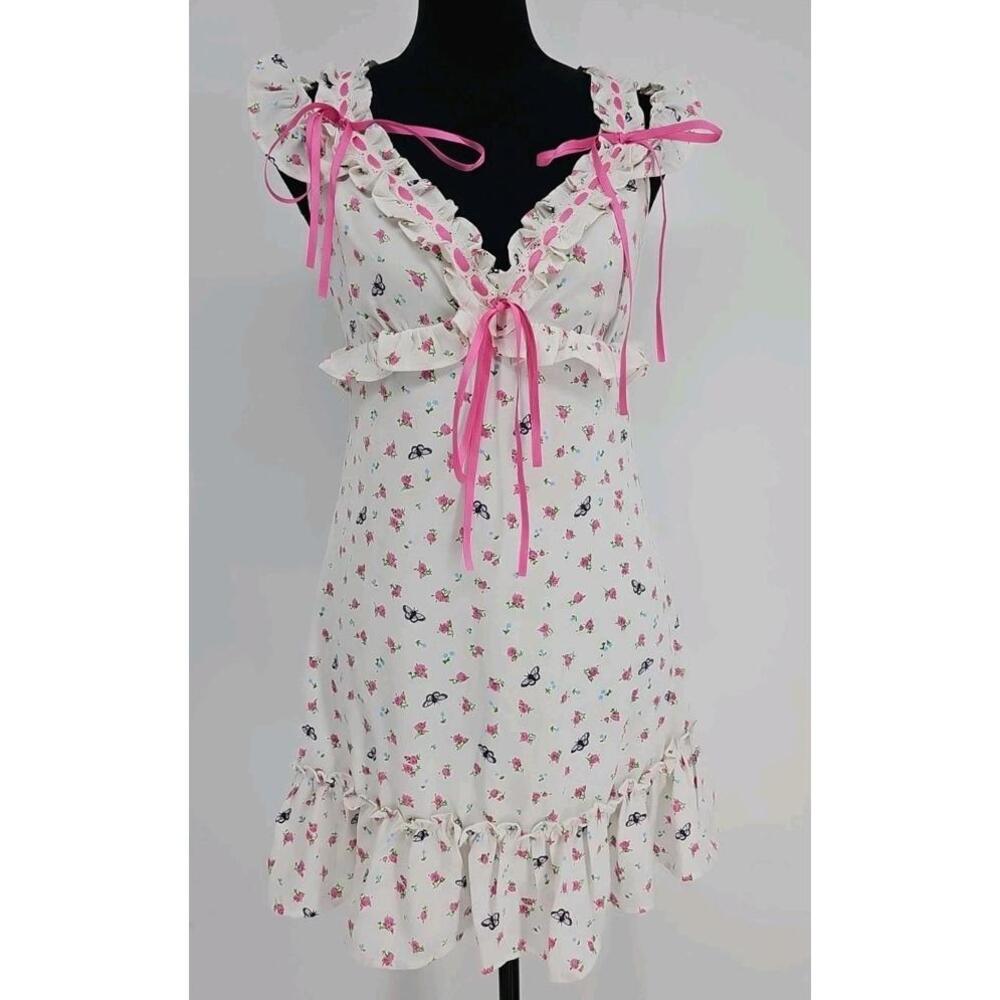 Forever21 x Betsey Johnson Slip Dress XSmall Pink Butterfly‎ Coquette  Dainty
